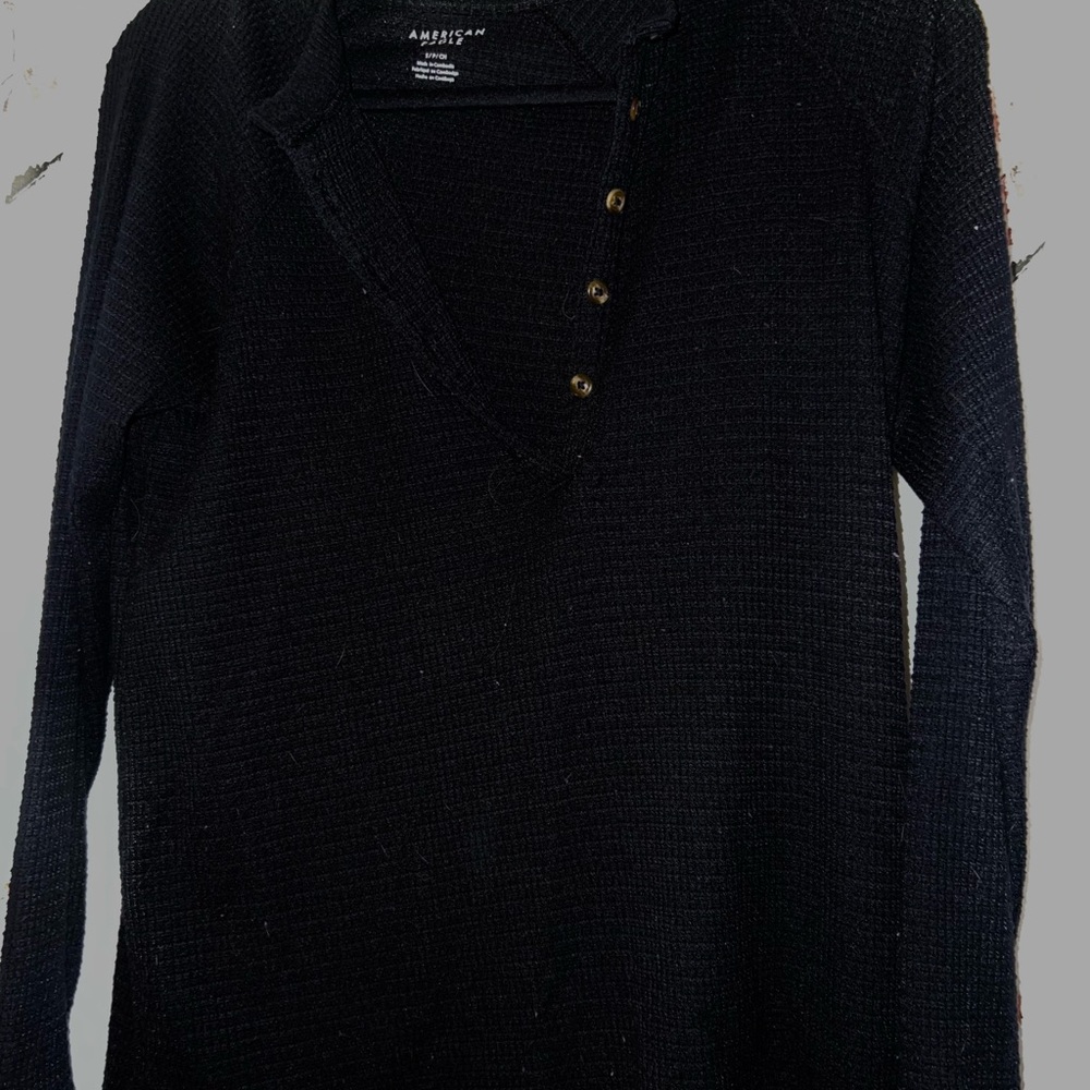 American Eagle Outfitters Black V-Neck Sweater